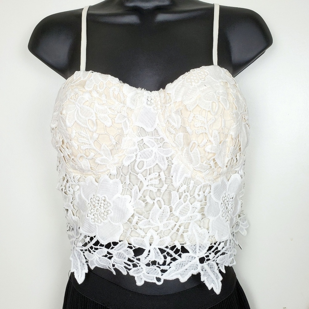 AVEC CREAM LACE WOMEN TOP SZ L